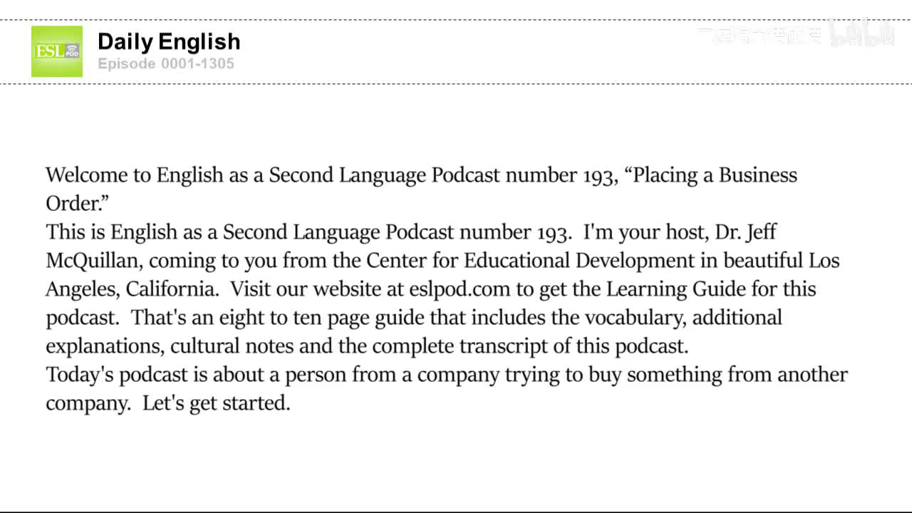 0193 Placing a Business Order