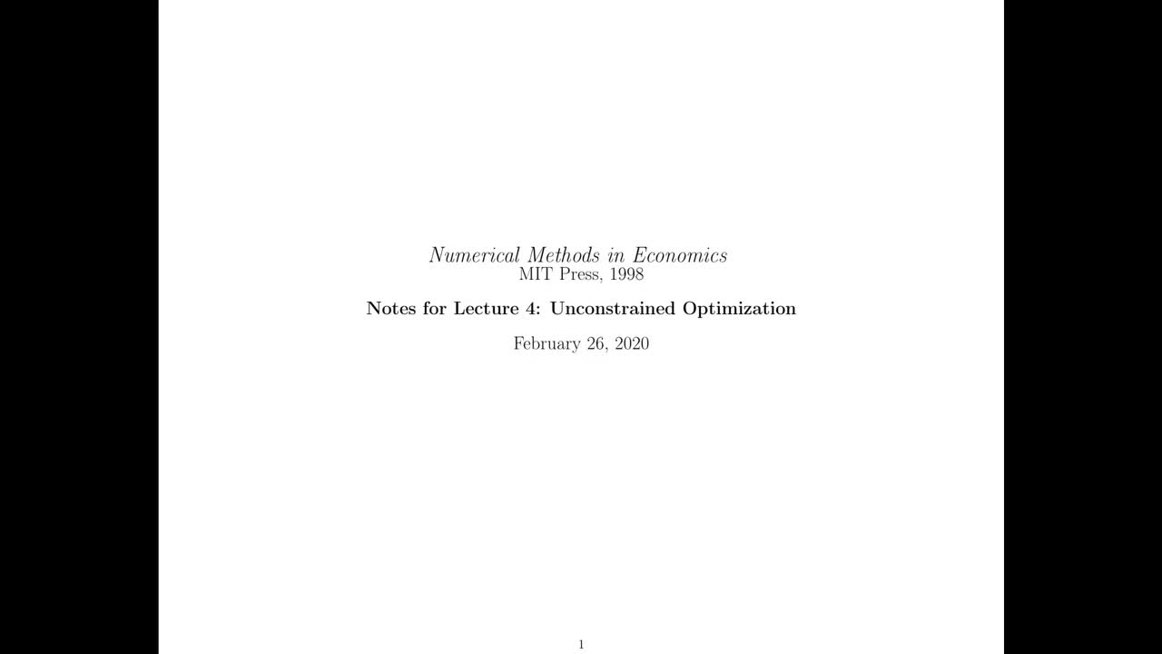 Lecture 04- Unconstrained Optimization