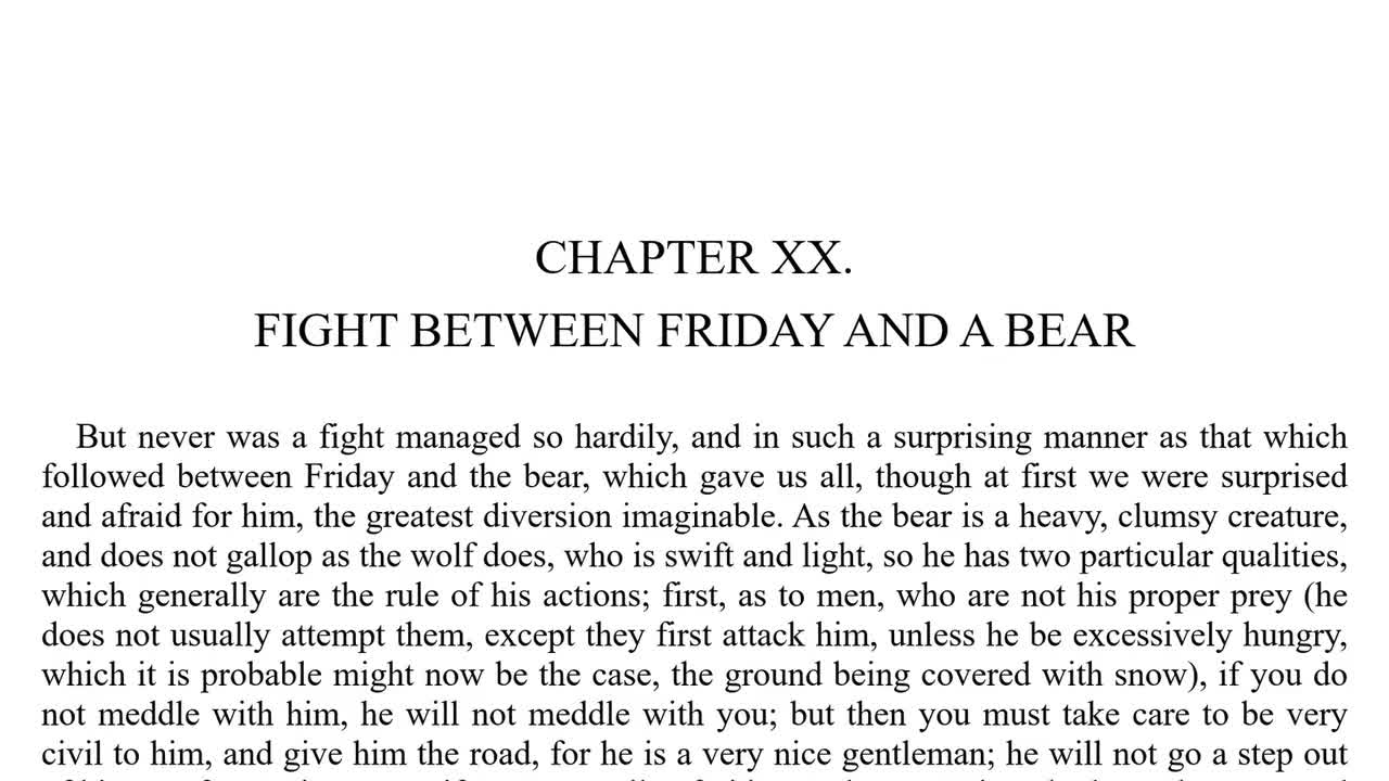Chapter 20: Fight Between Friday and a Bear