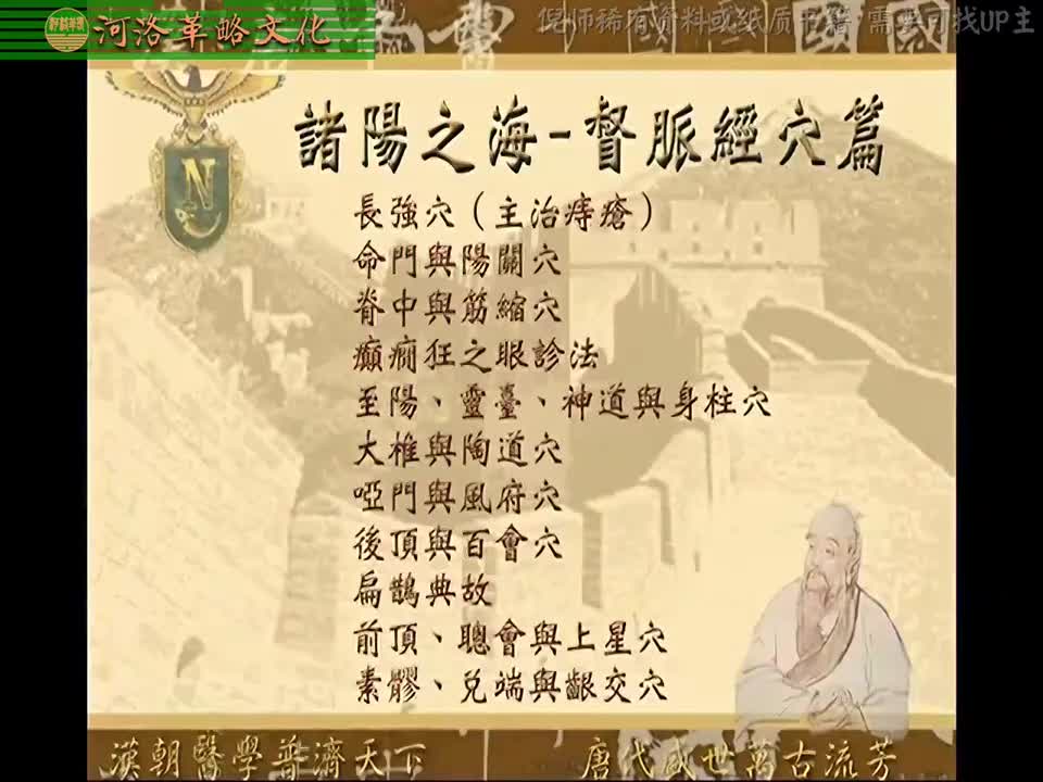针灸大成02集_04【4.4督脉经穴篇】1长强穴+腰俞穴+命门与阳关穴+悬枢穴+脊中与筋缩穴