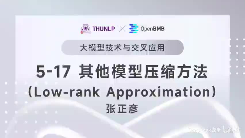 【清华大模型教程】其它模型压缩方法--Low-rank Approximation