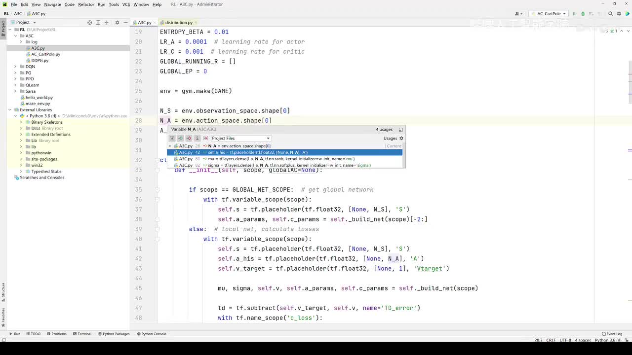 【2025版】71-代码实战_A3C_定义AC网络结构_定义worker拉取参数和更新全局网络参数的逻辑