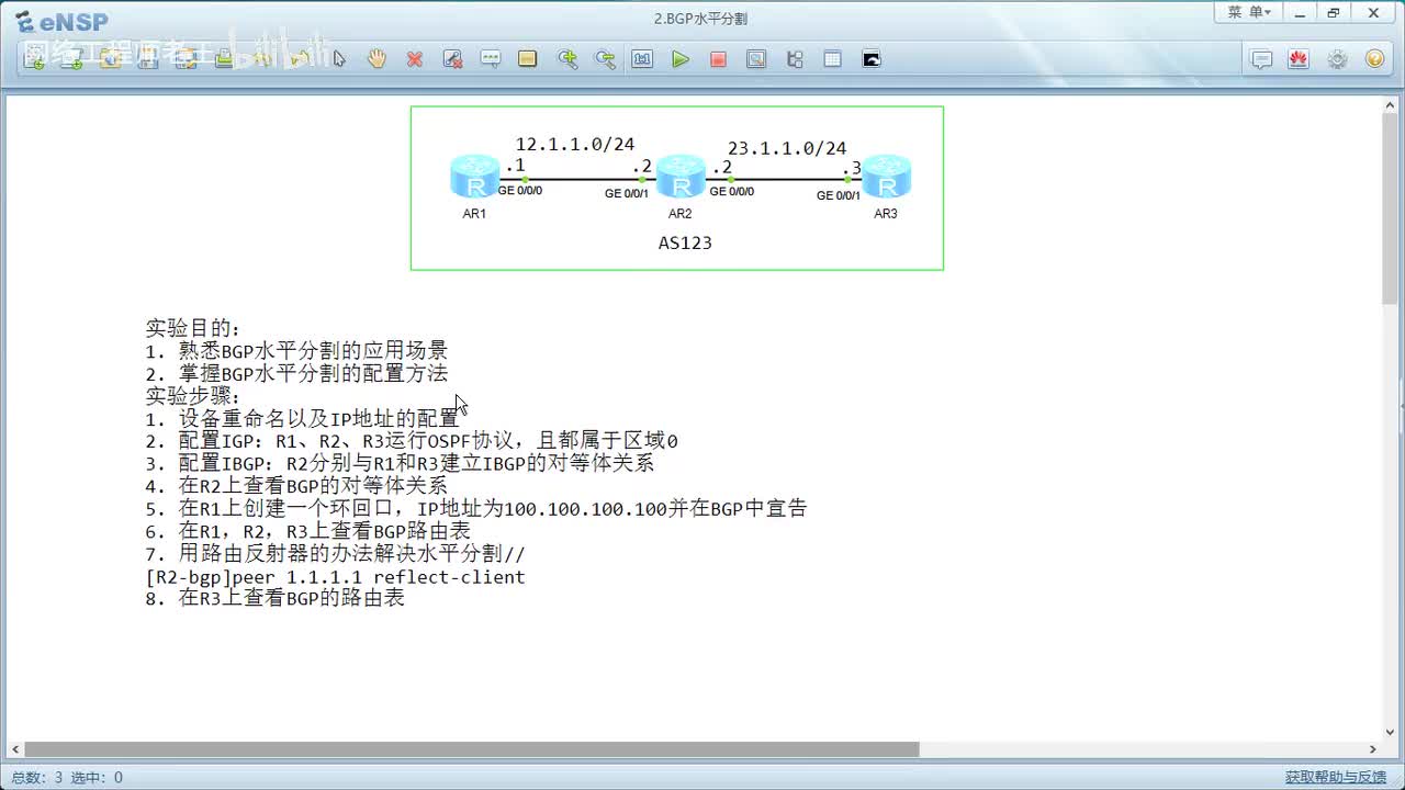 HCIP实验：5.2 BGP水平分割