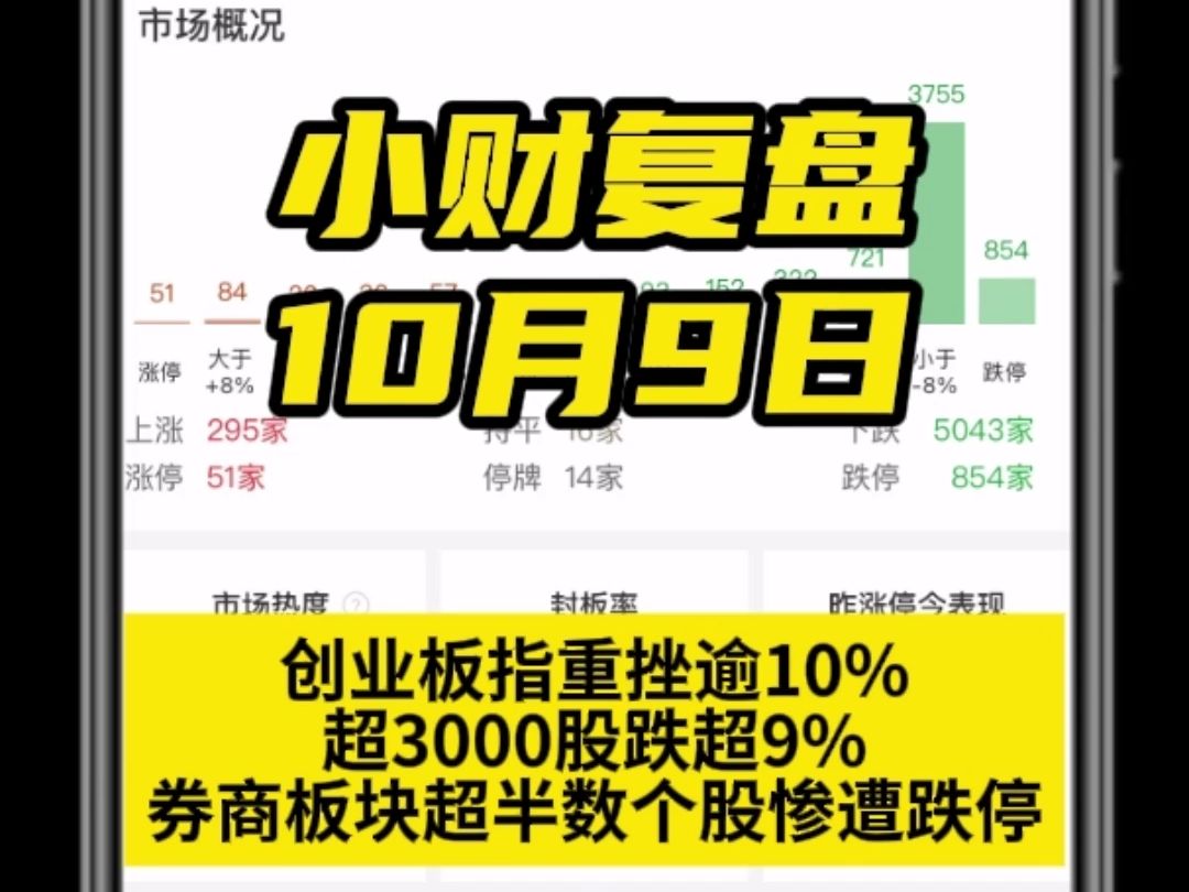 创业板指重挫逾10%,超3000股跌超9%,券商板块超半数个股惨遭跌停哔哩哔哩bilibili