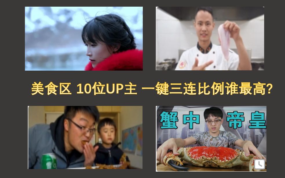 【美食区10位UP主】 谁一键三连比例最高?李子柒、美食作家王刚、徐大SAO、大翔哥、绵羊料理...哔哩哔哩bilibili