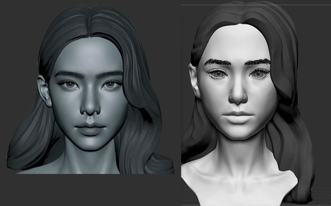 zbrush角色雕刻从一个球开始教你脸型头发雕刻技巧