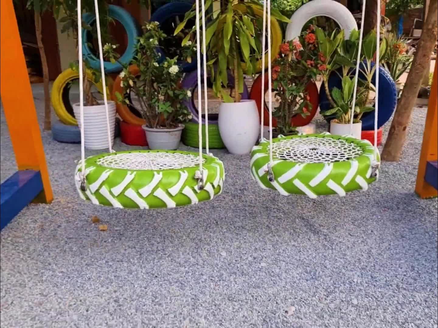 低成本亲子手工:轮胎 尼龙绳,做秋千