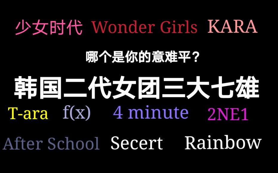 韩国二代女团三大七雄,少女时代、Wonder Girls、KARA、Tara、f(x)、4 minute、2NE1、After School……你更喜欢谁?哔哩哔哩bilibili