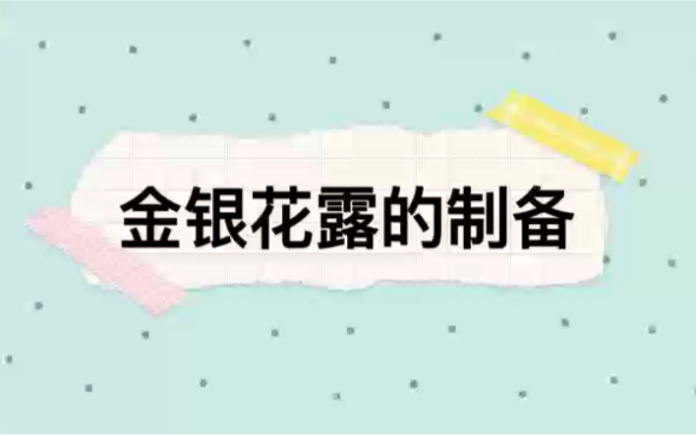 制备露剂 金银花露的制备 苯甲酸钠 蔗糖哔哩哔哩bilibili