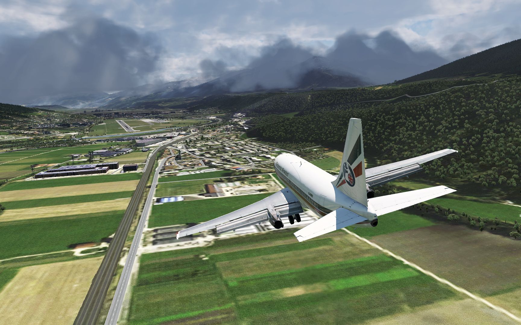 [xplane11]不列颠尼亚航空737-200目视进近因斯布鲁克(驾驶舱视角)