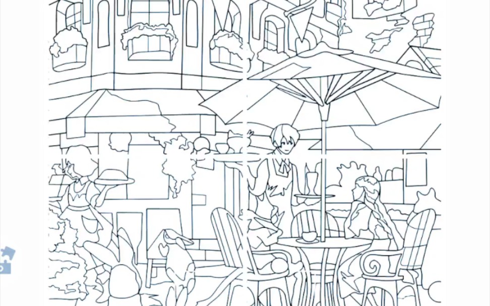 发现:拼图1～12未涂色预览图,软件:儿童游戏涂色