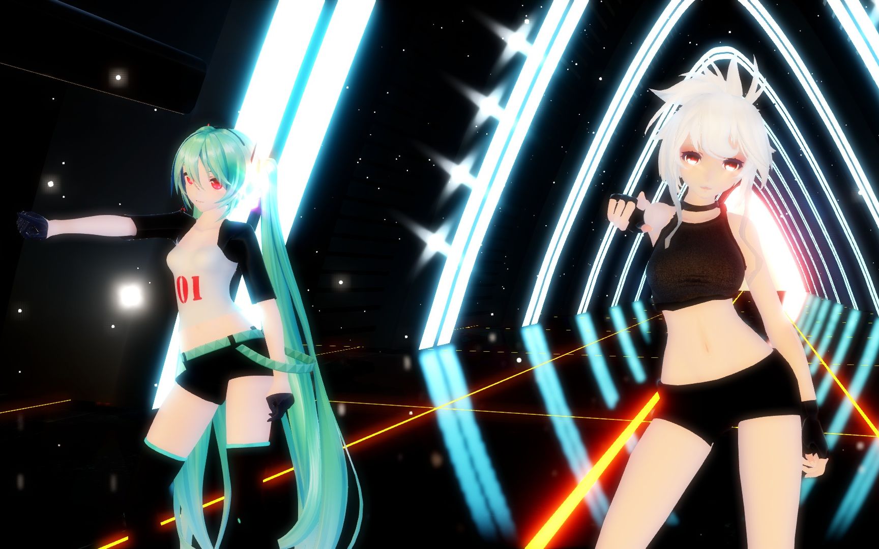 初音弱音两人的帅气热舞_哔哩哔哩_bilibili