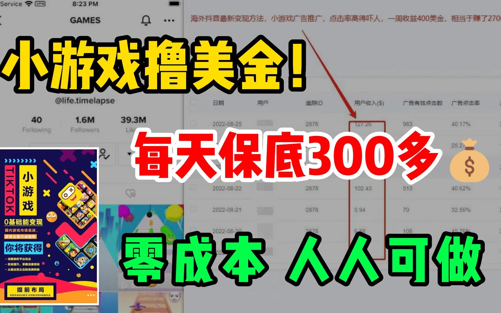 小游戏撸美金!每天保底300多,零成本人人可做!!!分享实操哔哩哔哩bilibili