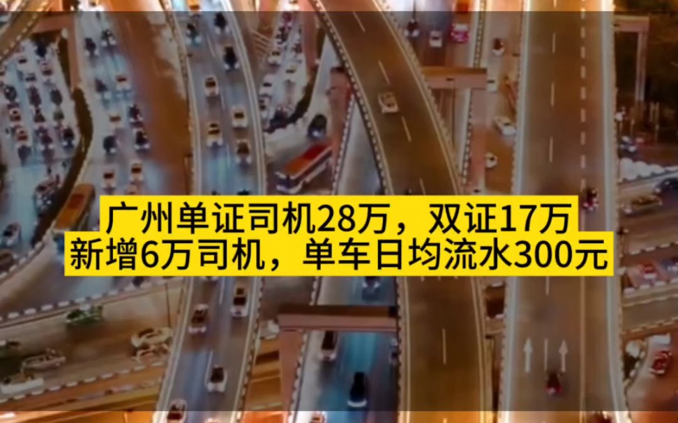 广州持双证网约车司机超17万名,单证司机28万名,司机日均300流水!哔哩哔哩bilibili