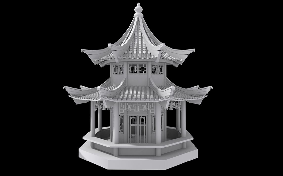 【3dmax场景建模】古风亭子建模全过程,中式结构建筑建模教程哔哩哔哩bilibili