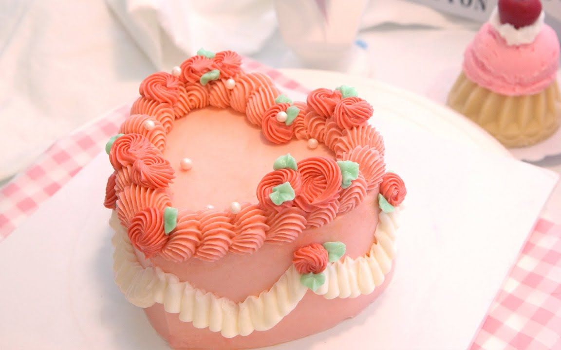 【Sugarpalette】心形蛋糕❤复古粉红心 | heart cake decorating哔哩哔哩bilibili