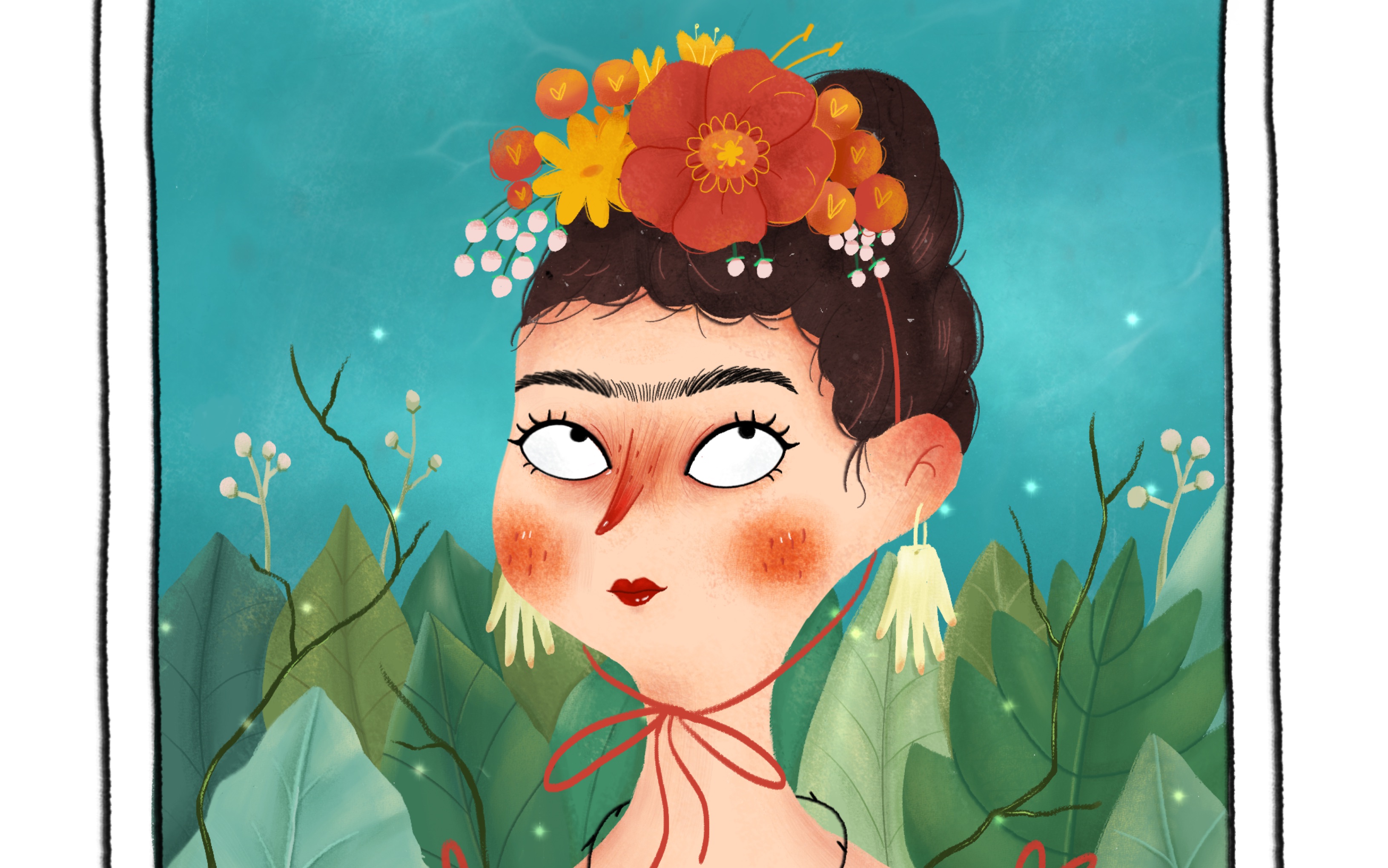 【ipad插画】/弗里达 卡罗的 自画像 绘制过程