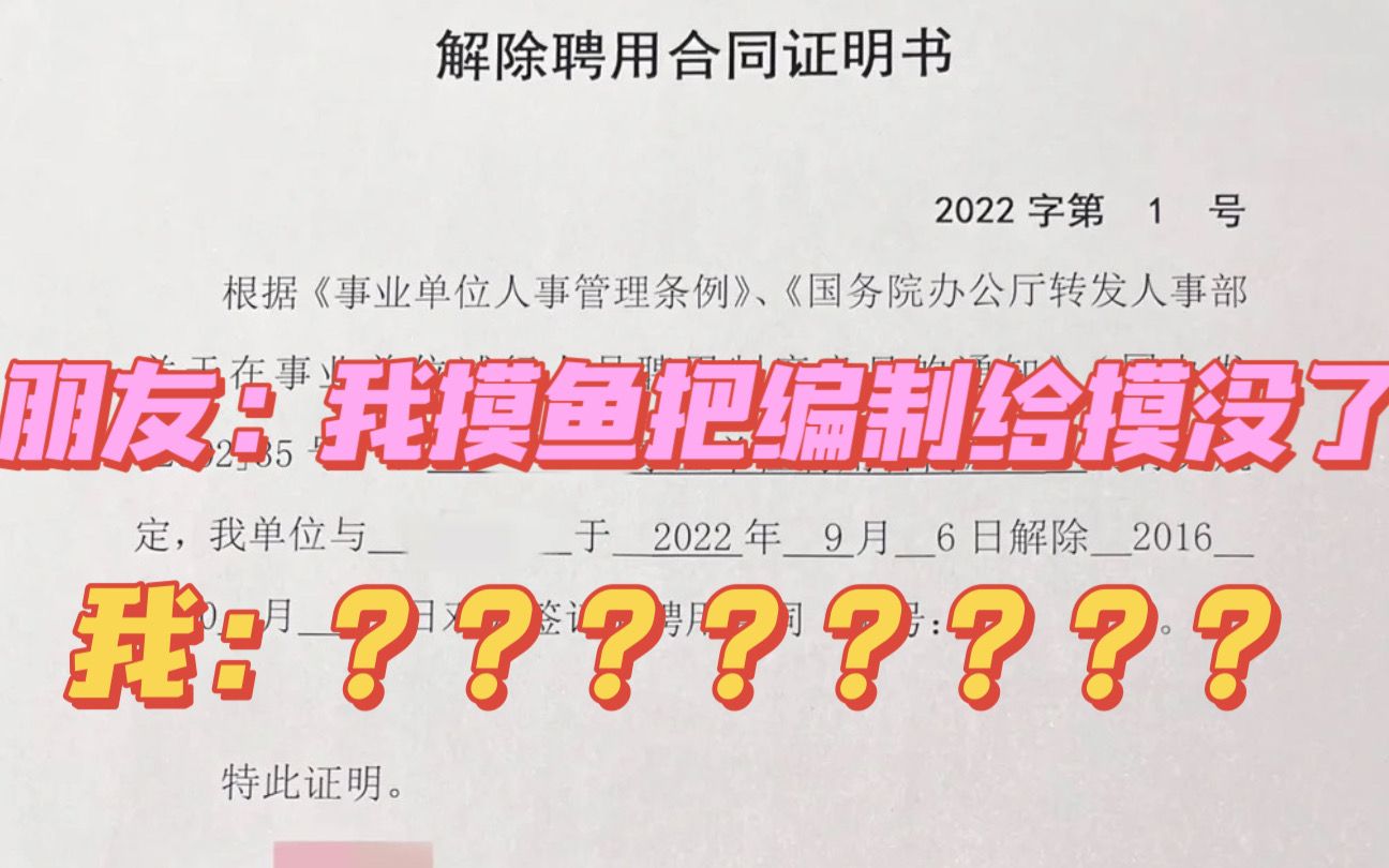 关于我朋友跟我说,他居然因为摸鱼把自己编制弄没了哔哩哔哩bilibili