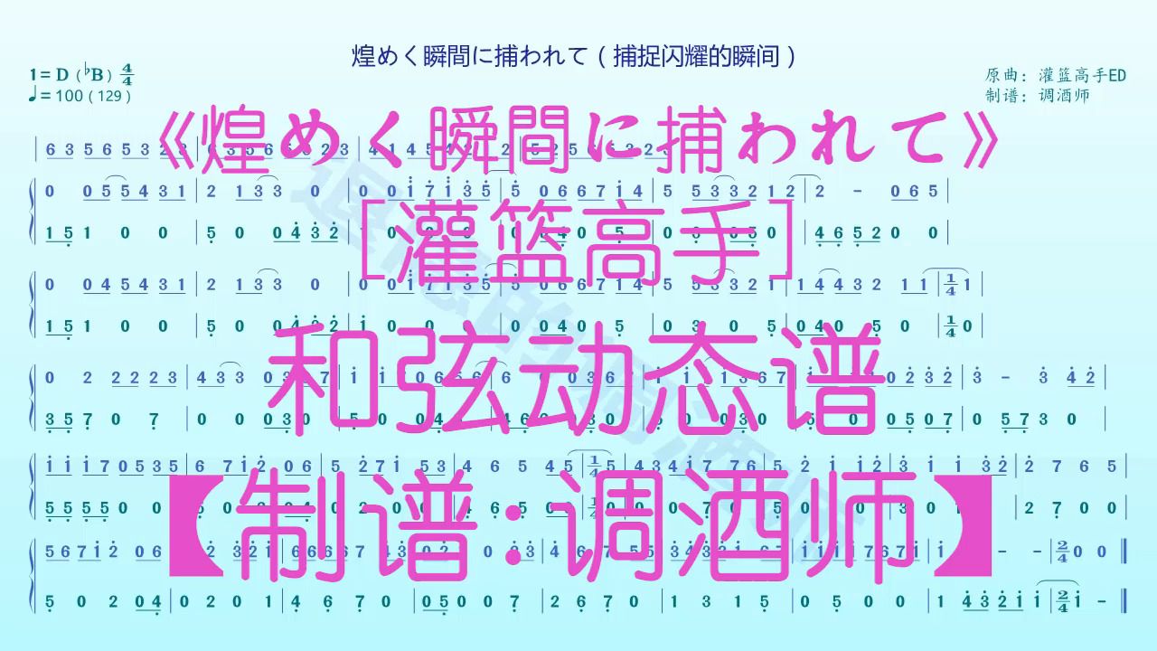 [图]【空灵鼓】《煌めく瞬間に捕われて（捕捉闪耀的瞬间）》和弦动态谱★灌篮高手★，自配和弦