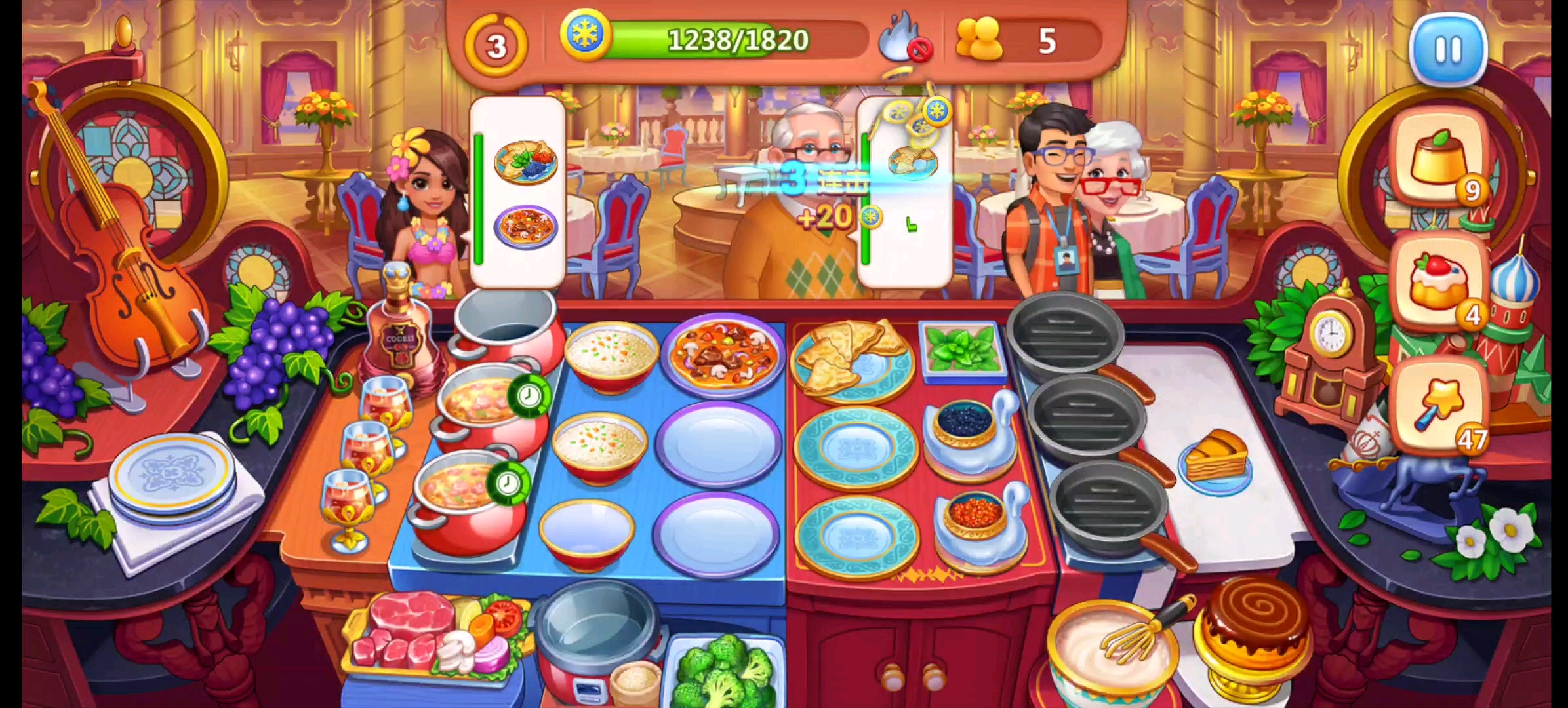 【美食小当家】667-3金币关卡,没过,是忘记升级了