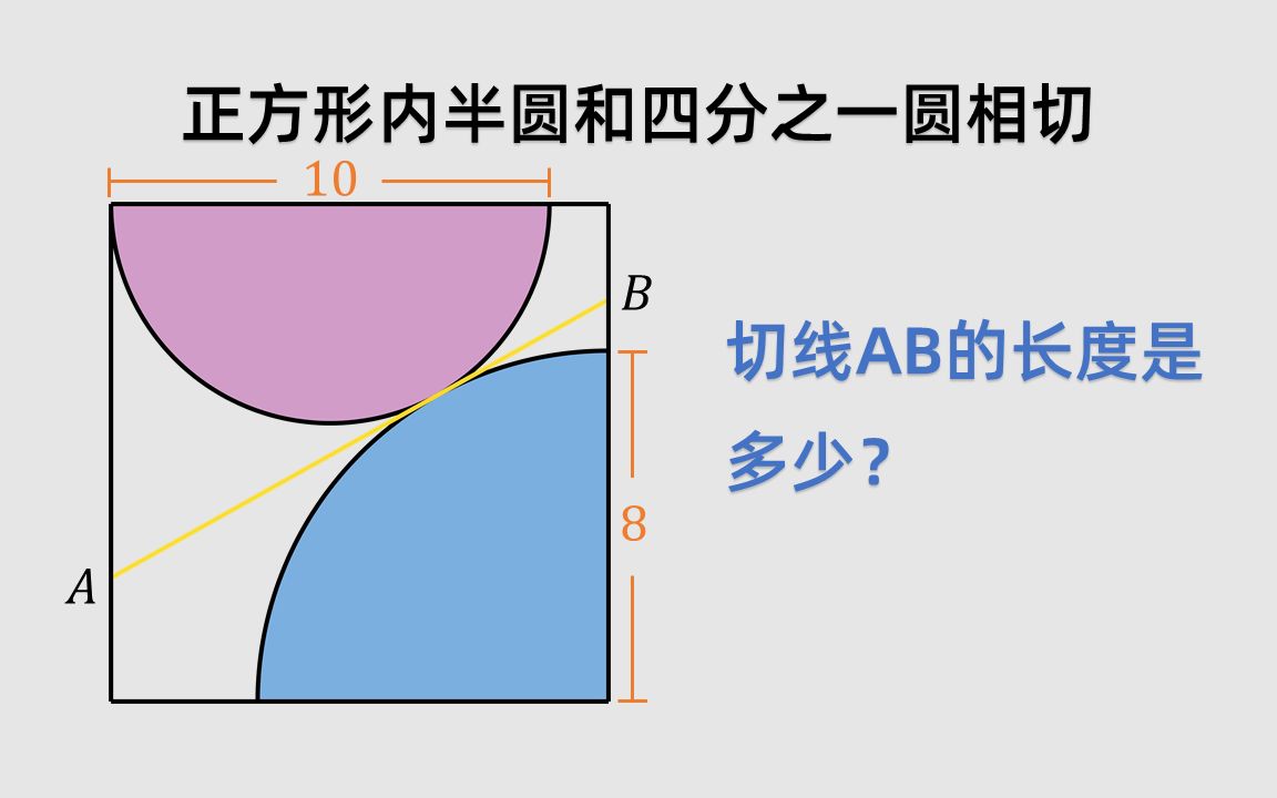 正方形内半圆和四分之一圆相切哔哩哔哩bilibili