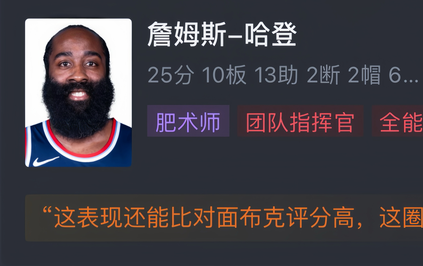 NBA常规赛:快船主场119125太阳遭两连败 哈登空砍25+10+13布克40分 网友赛后评分哔哩哔哩bilibili