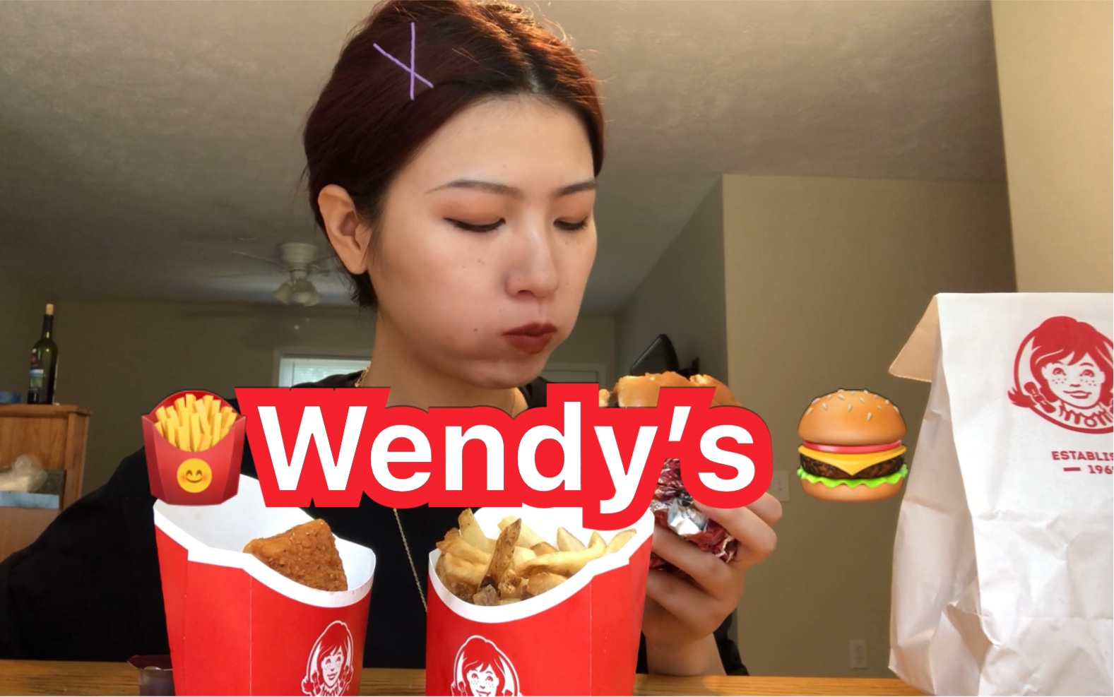 第一次吃wendys的汉堡温辣鸡块薯条