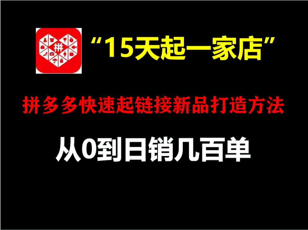 【拼多多运营】15天做一家店铺,新手从0到日销500+快速起链接新品打造玩法哔哩哔哩bilibili