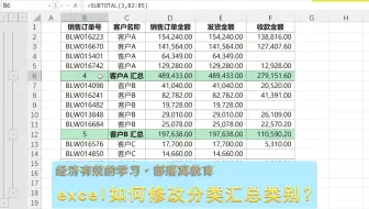 excel如何修改分类汇总结果类别？