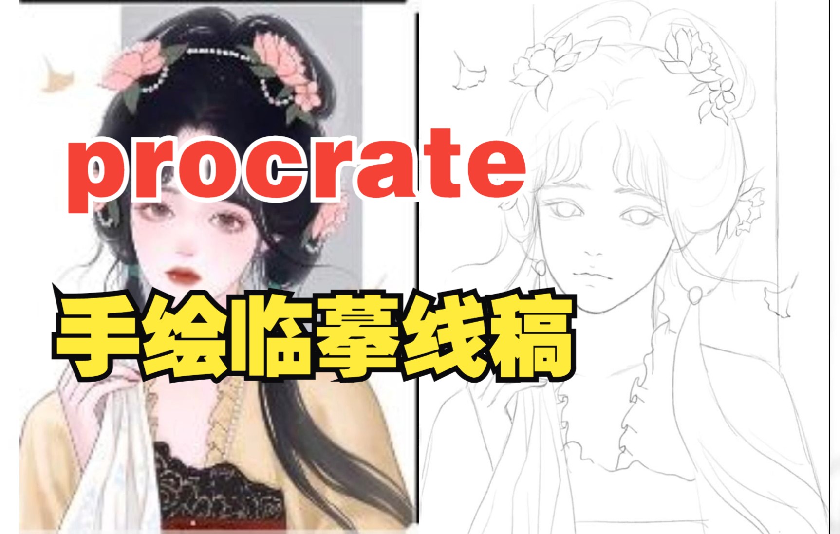 【procreate手绘线稿】 古风头像临摹线稿哔哩哔哩bilibili