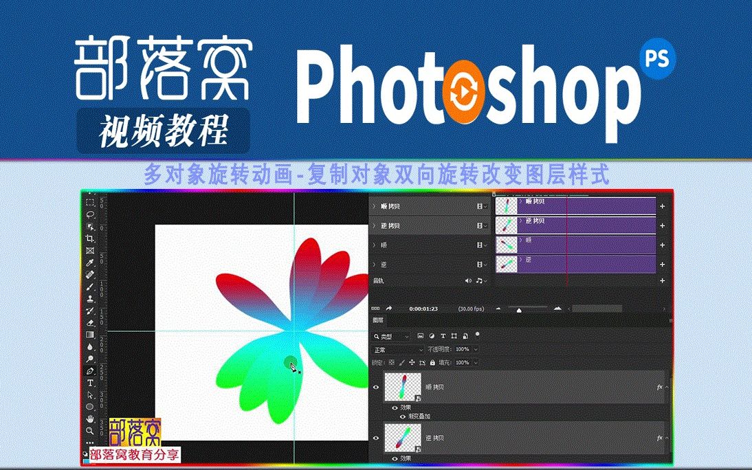 ps多对象旋转动画视频:复制对象双向旋转改变图层样式