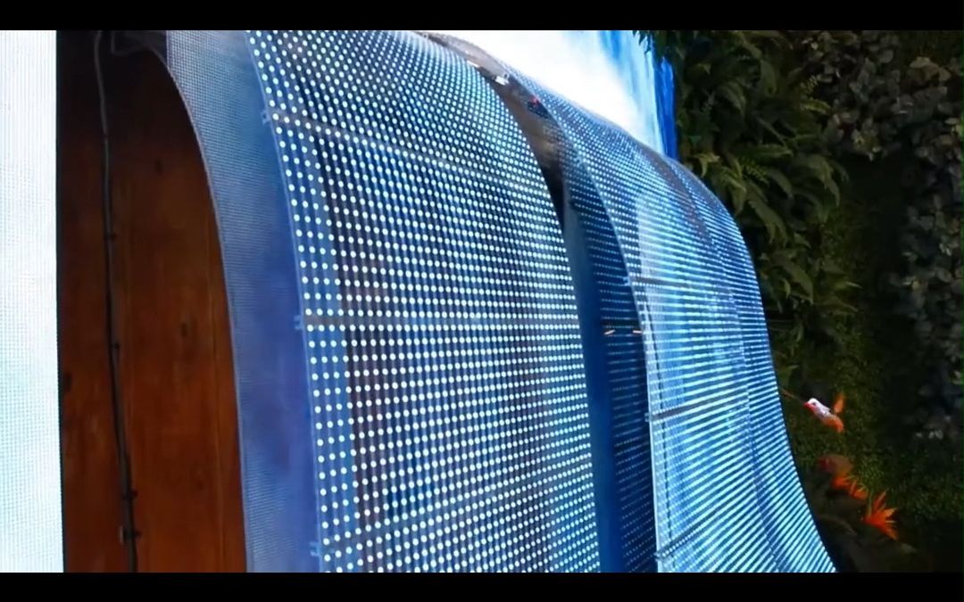 瀑布波浪形led透明屏,效果震撼!