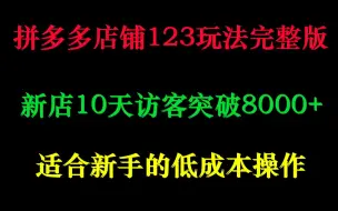 拼多多网店123玩法，每天上架一款产品，10天访客轻松突破8000+