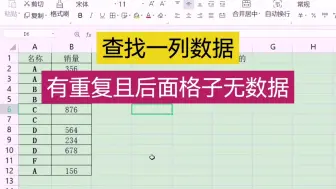 查找一列数据有重复且后面格子无数据