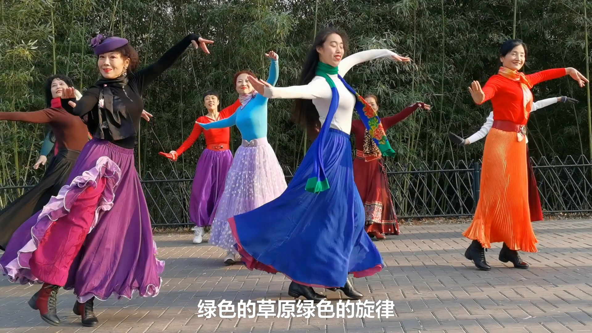 紫竹院广场舞草原绿了睿睿杜老师领舞动作流畅优美大方