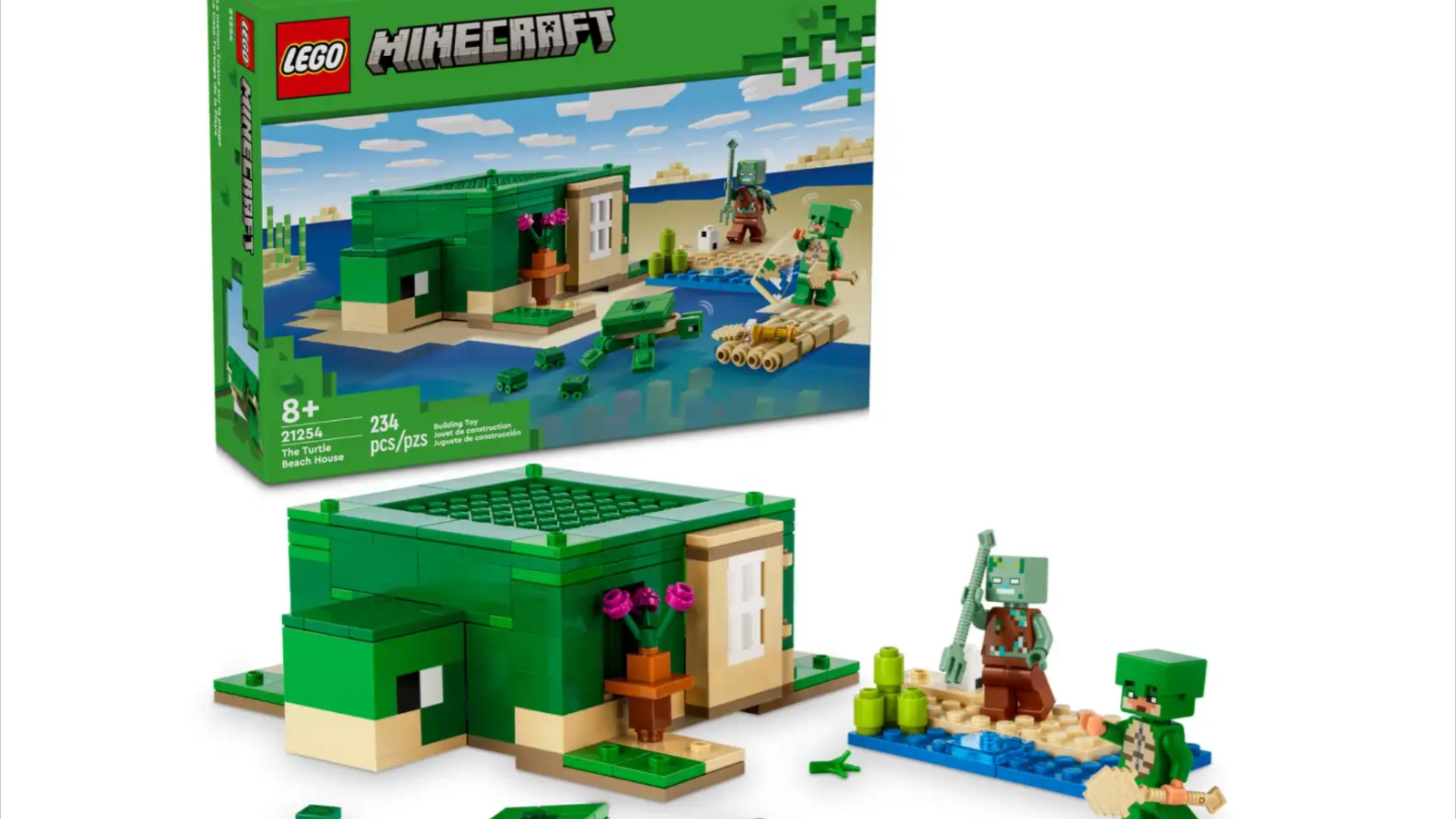 乐高21254:我的世界海龟沙滩屋完整版解说!稀有溺尸77三叉戟!