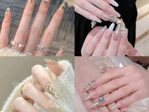 美甲款式夏天显白[话题]# #富家千金美甲[话题]# #中长款美甲