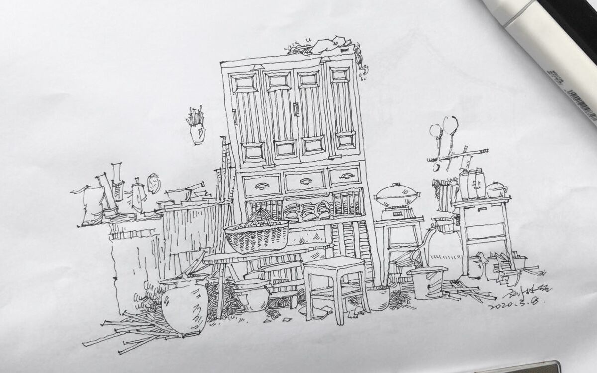 钢笔画静物写生用画笔和线条来展现老物件感受不一样的绘画