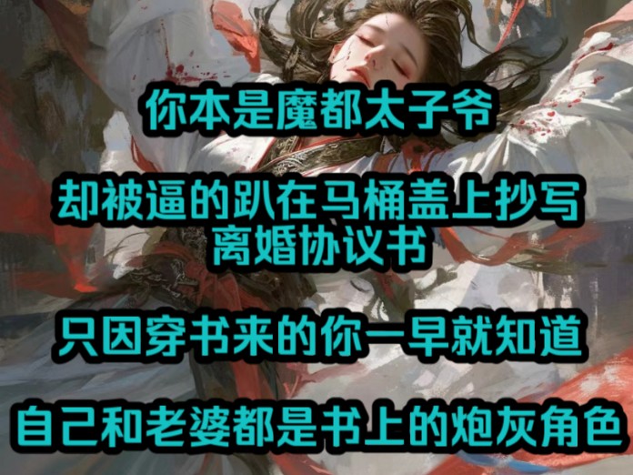 [图]你本是魔都太子爷，却被逼的趴在马桶盖上抄写离婚协议书，只因穿书来的你一早就知道 自己和老婆都是书上的炮灰反派角色