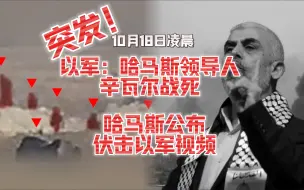 下载视频: 【10.18日零点】摩萨德称：哈马斯领导人叶海亚·辛瓦尔阵亡，DNA相似度99%；哈马斯伏击以军