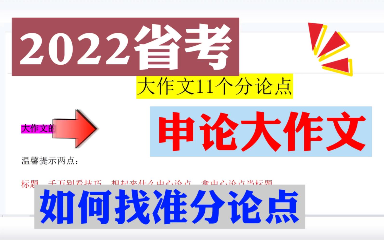 2022省考:申论大作文不会写?如何找准分论点?大作文11个分论点,教你如何确立分论点 !哔哩哔哩bilibili