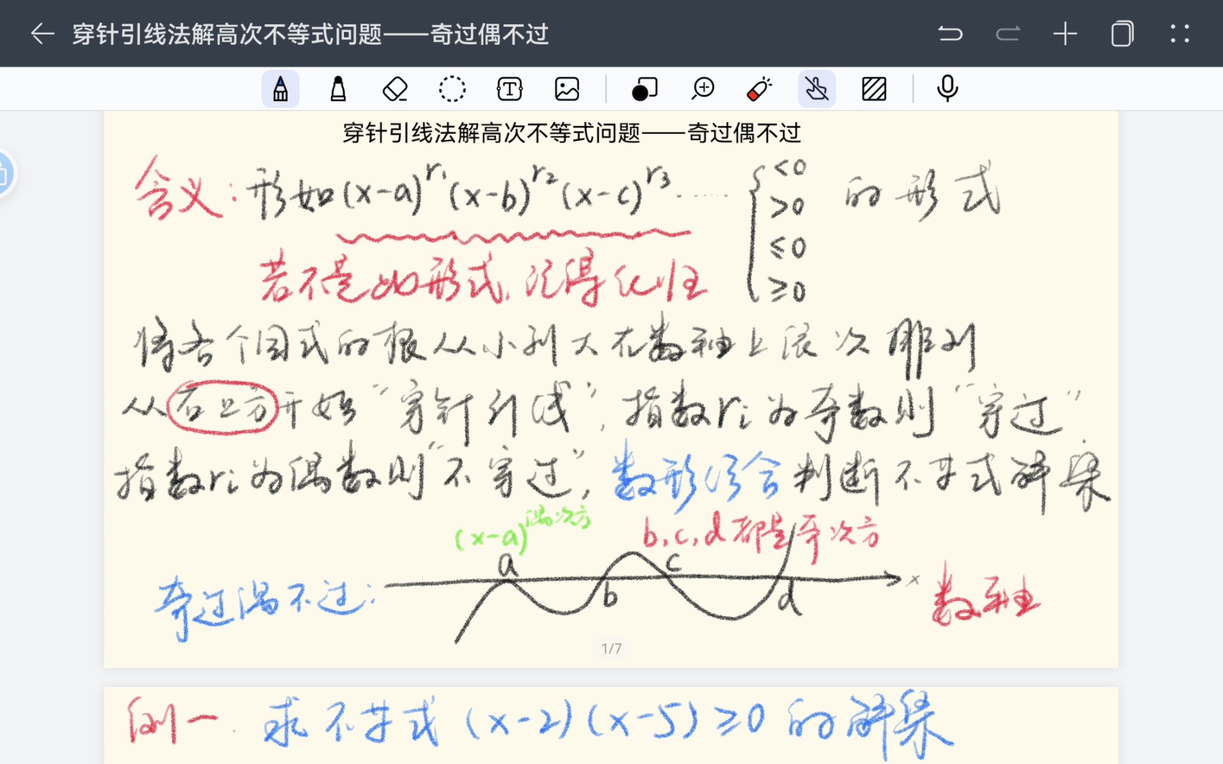 [图]《小刘老师讲数学》系列微课第一集——穿针引线法解高次不等式问题～“奇过偶不过”