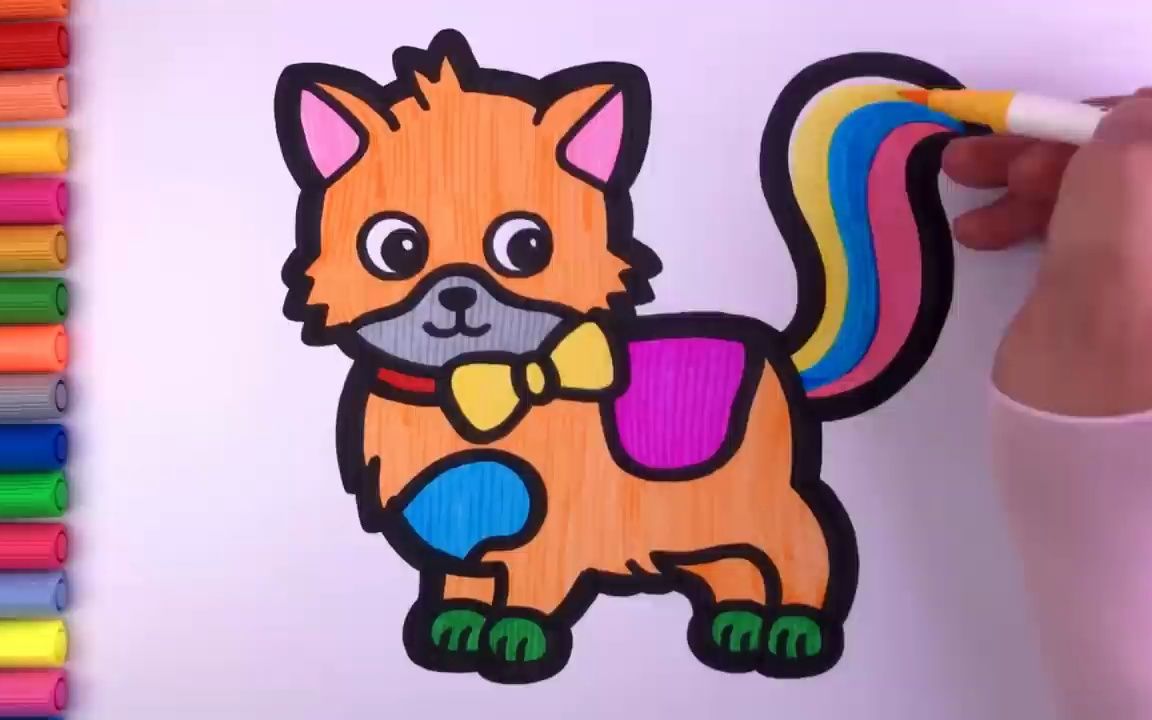 狸猫简笔画彩色图片