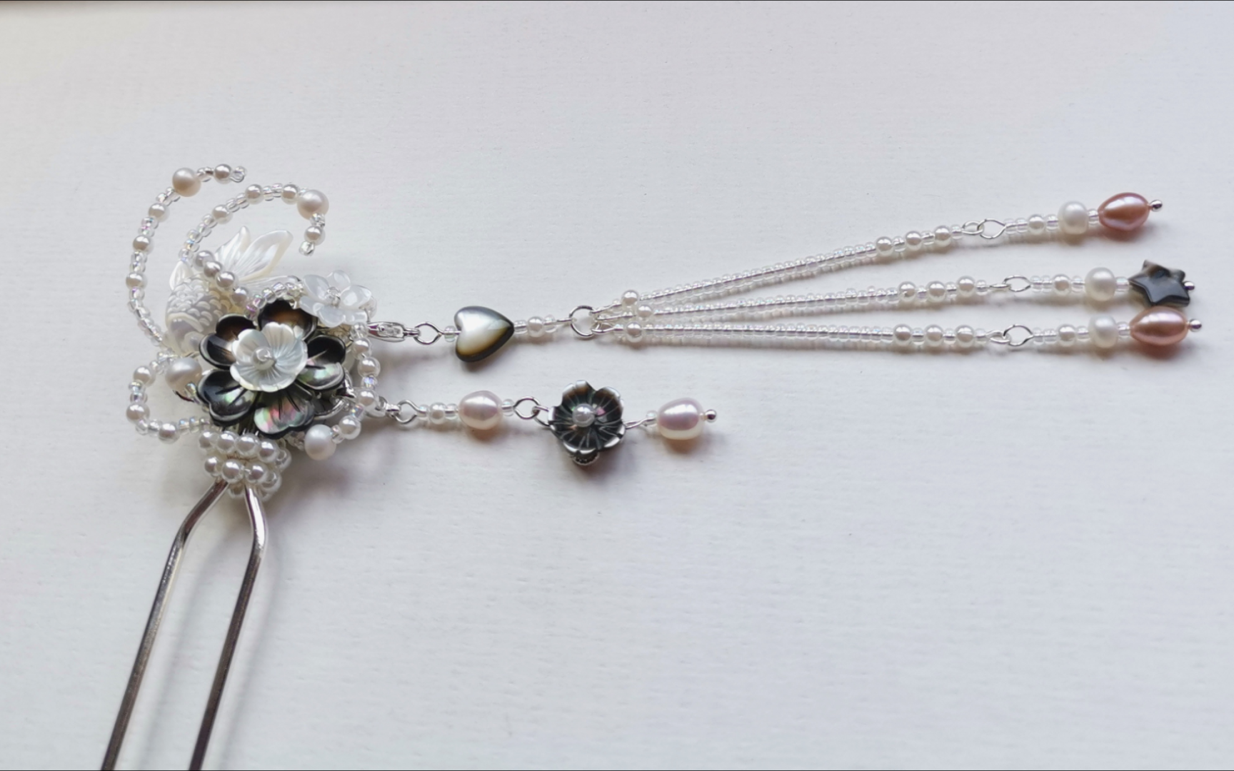 蝶贝珍珠流苏发钗发簪