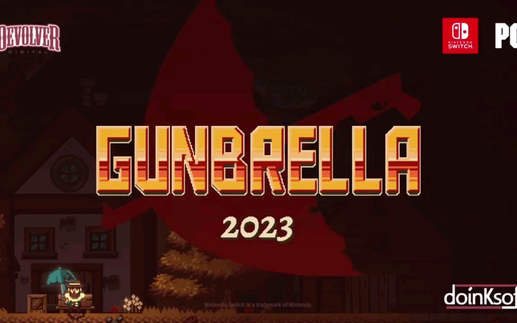 [图]【伞枪杀手】像素风动作游戏《Gunbrella》公开最新宣传片，预计2023年登陆NS/Steam。玩家将在资源愈加匮乏的世界中，依靠着一把伞枪进行复仇。