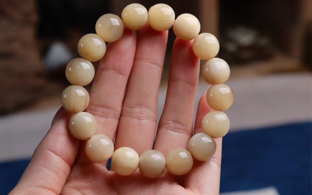 海外宝物 射天牛角圆珠手链珍藏摆件高端玩物 【规格】:尺寸:12mm左右