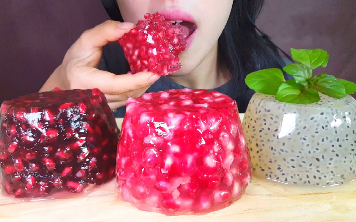 sunas奇亚籽果冻塔石榴果冻塔食音咀嚼音新