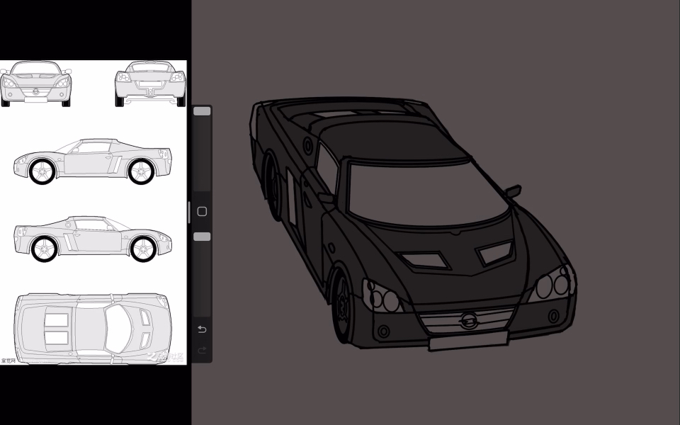 参考三视图画个车05