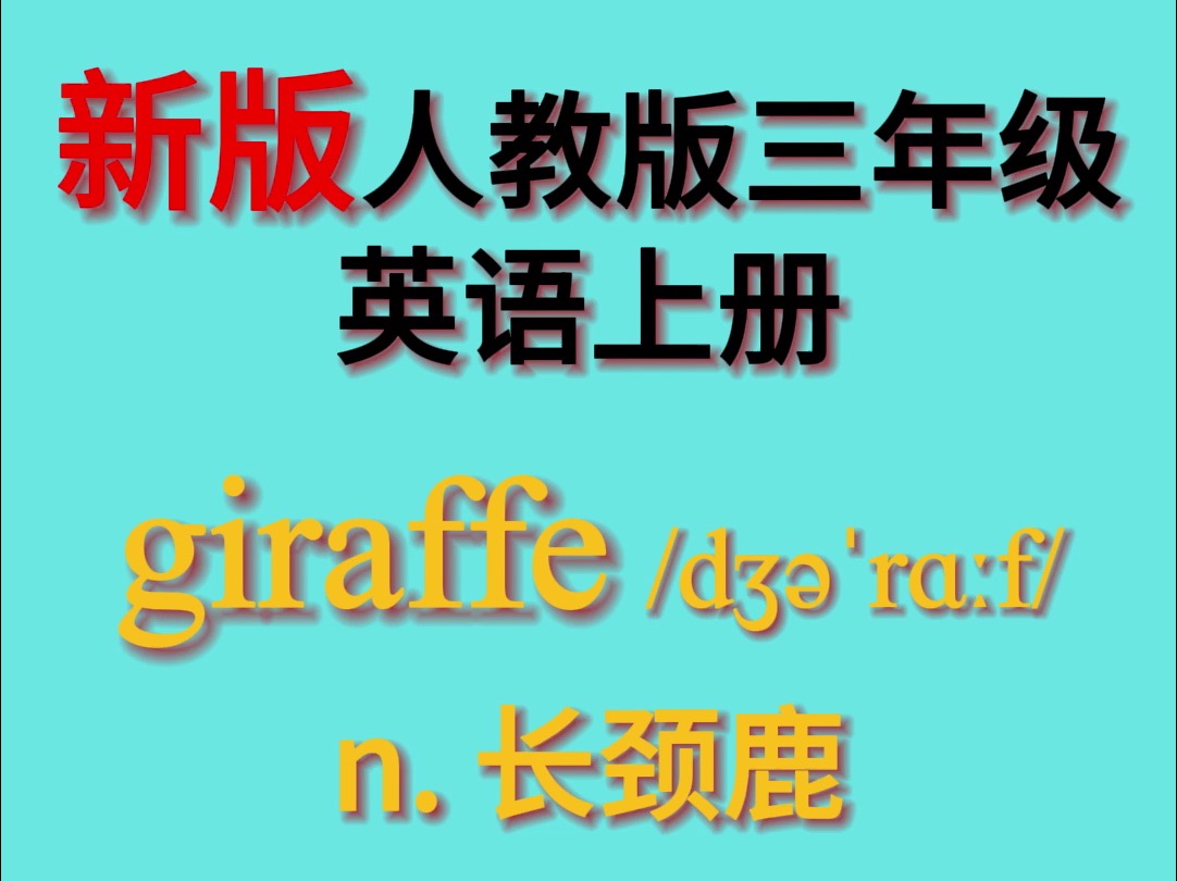 新版人教版三年级上英语单词 Unit 3 :giraffe哔哩哔哩bilibili