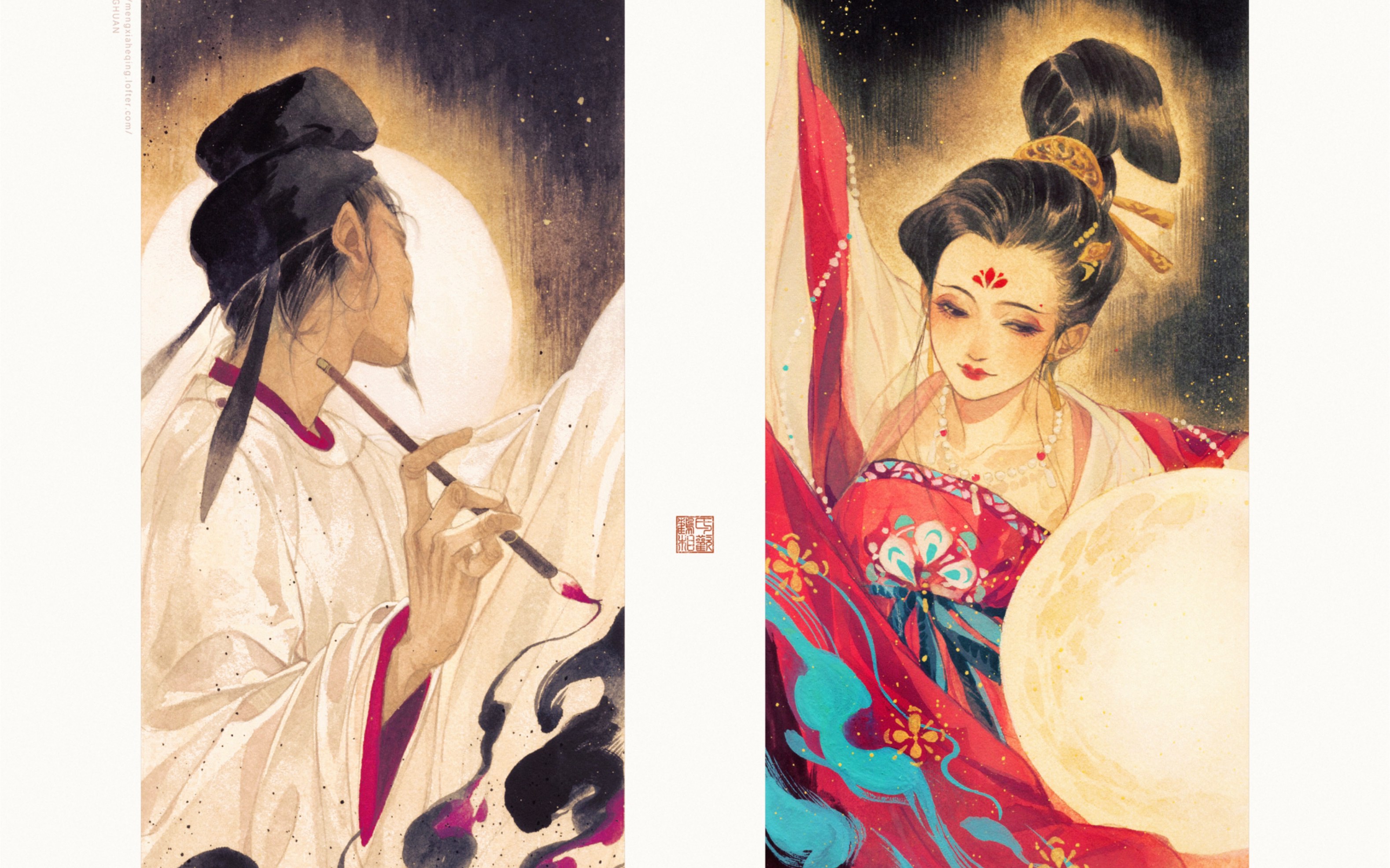 水自闲毛笔【李白-杨玉环】